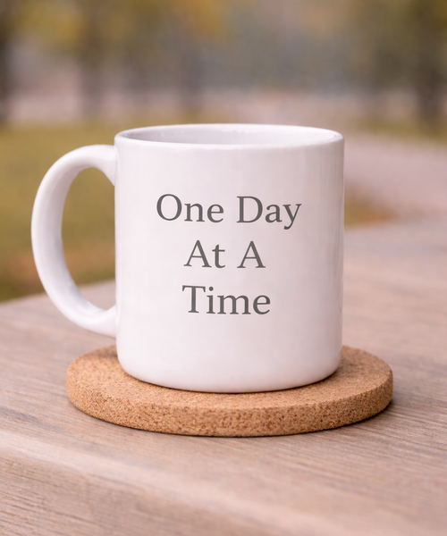 One Day At A Time Mug — Coffee Cup (11 oz) Thoughtful Gift for Caregivers, Encouraging Caregiver Gift